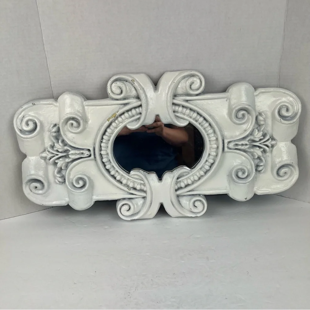 Vintage architecture medallion molded fiberglass mirror/Regency Baroque